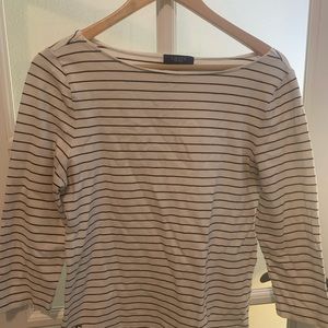 Chaps 3/4 black and white stripped blouse